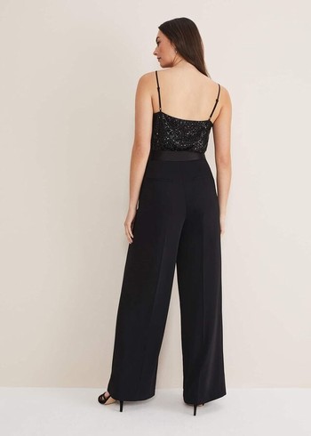 Phase Eight Elandra Wide Leg Tuxs Trousers Black Australia | UH6719258